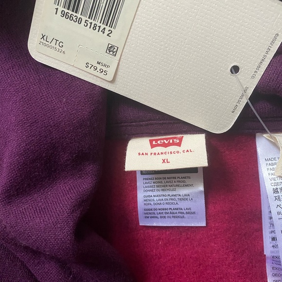 NWT Levi’s cropped burgundy & purple hoodie - Picture 2 of 3